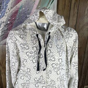 🎁 Cato Woman Zip Hoodie 26/28W White Black Scroll Print Plus Size